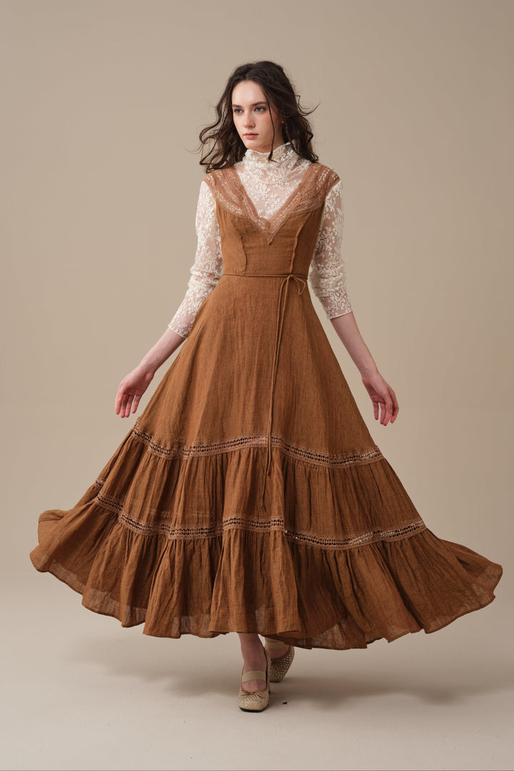 Cherry Tree 25 | Lace Linen flared dress
