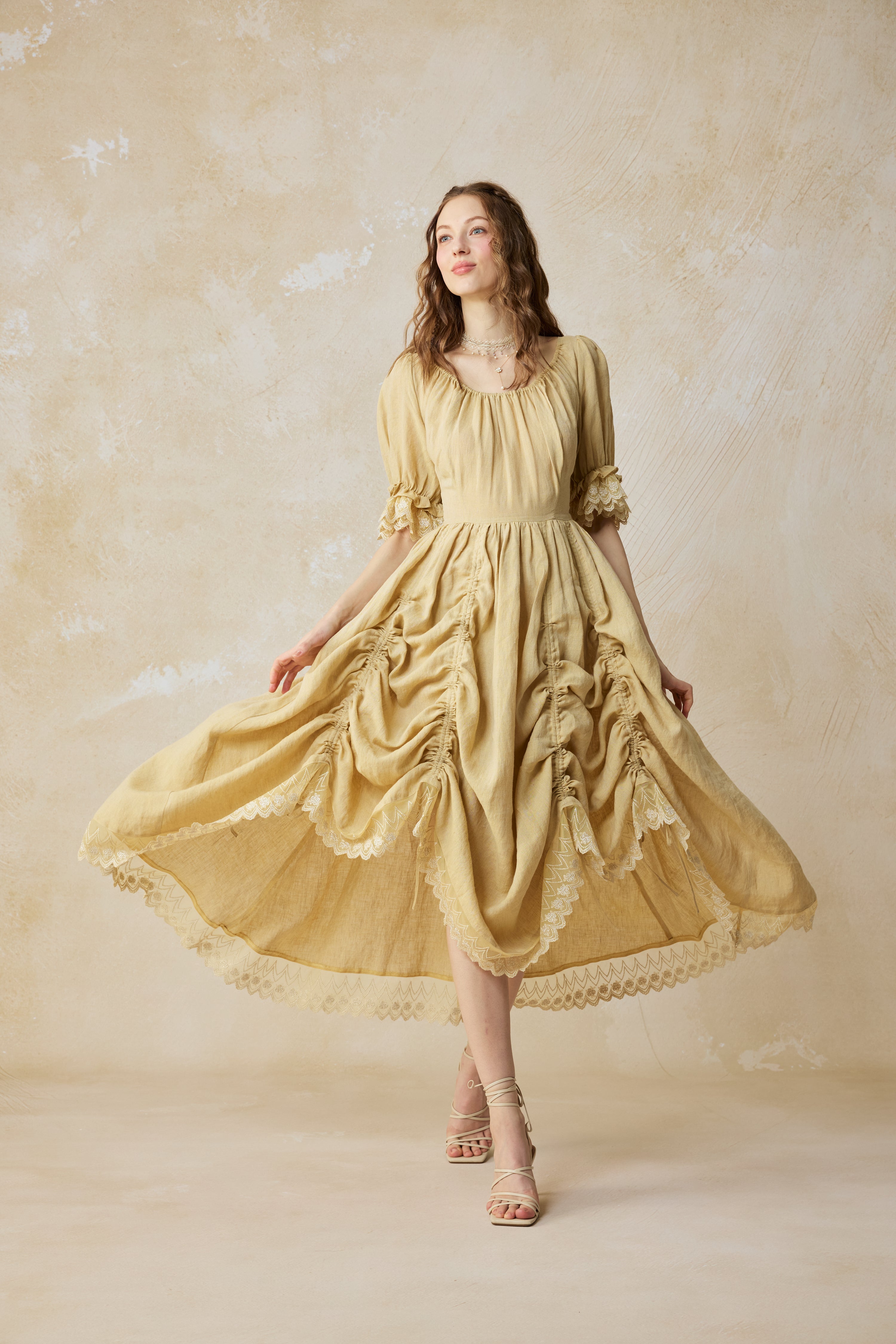 Elowen 27 | Lace Linen dress gown ( 2 way to wear ) – Linennaive
