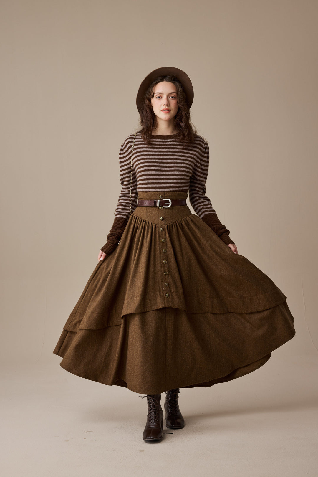 Christina 19 |Retro Layered Wool Skirt