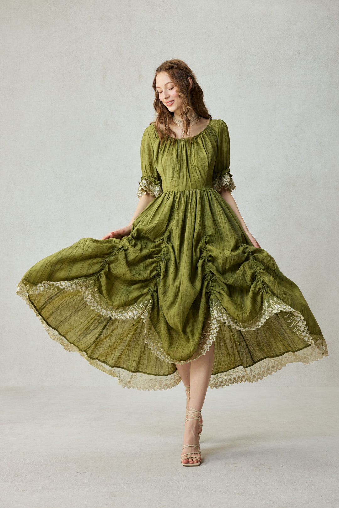 Elowen 27 | Lace Linen dress gown ( 2 way to wear ) Linennaive Elowen 27 | Lace Linen dress gown ( 2 way to wear ) Linennaive