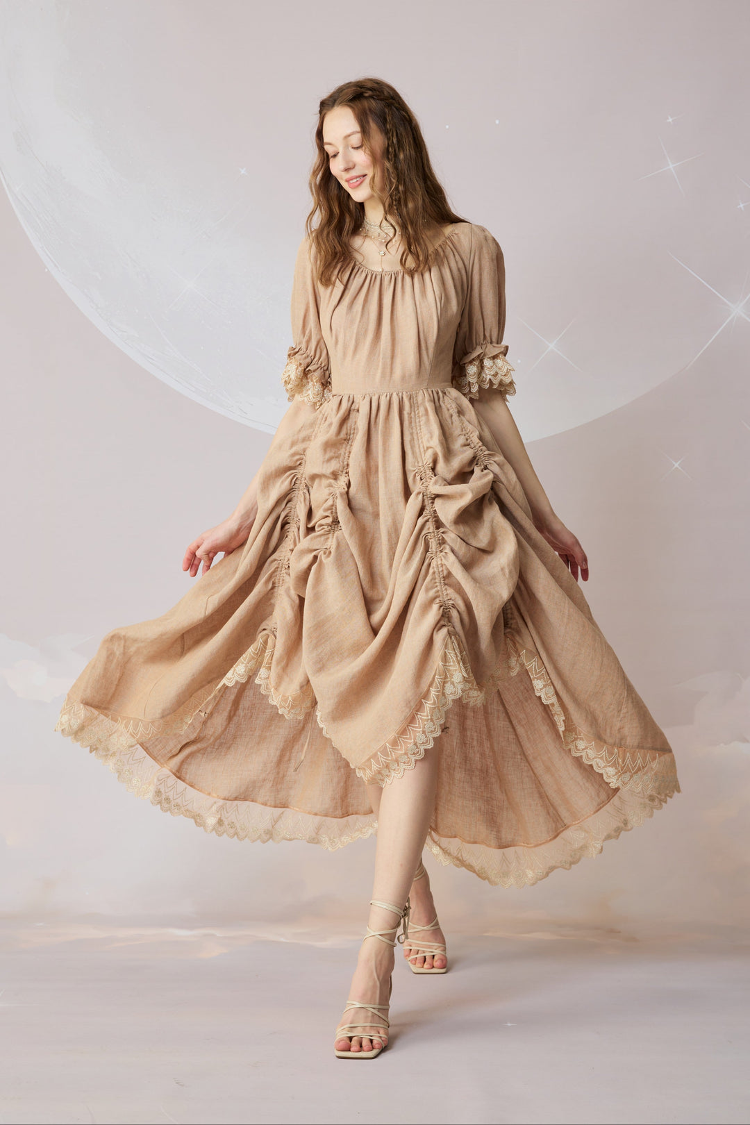 Elowen 27 | Lace Linen dress gown ( 2 way to wear )