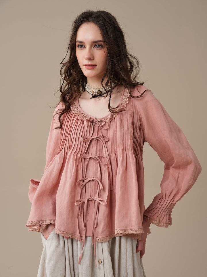 Isadora | Ruby Linen Poet Shirt