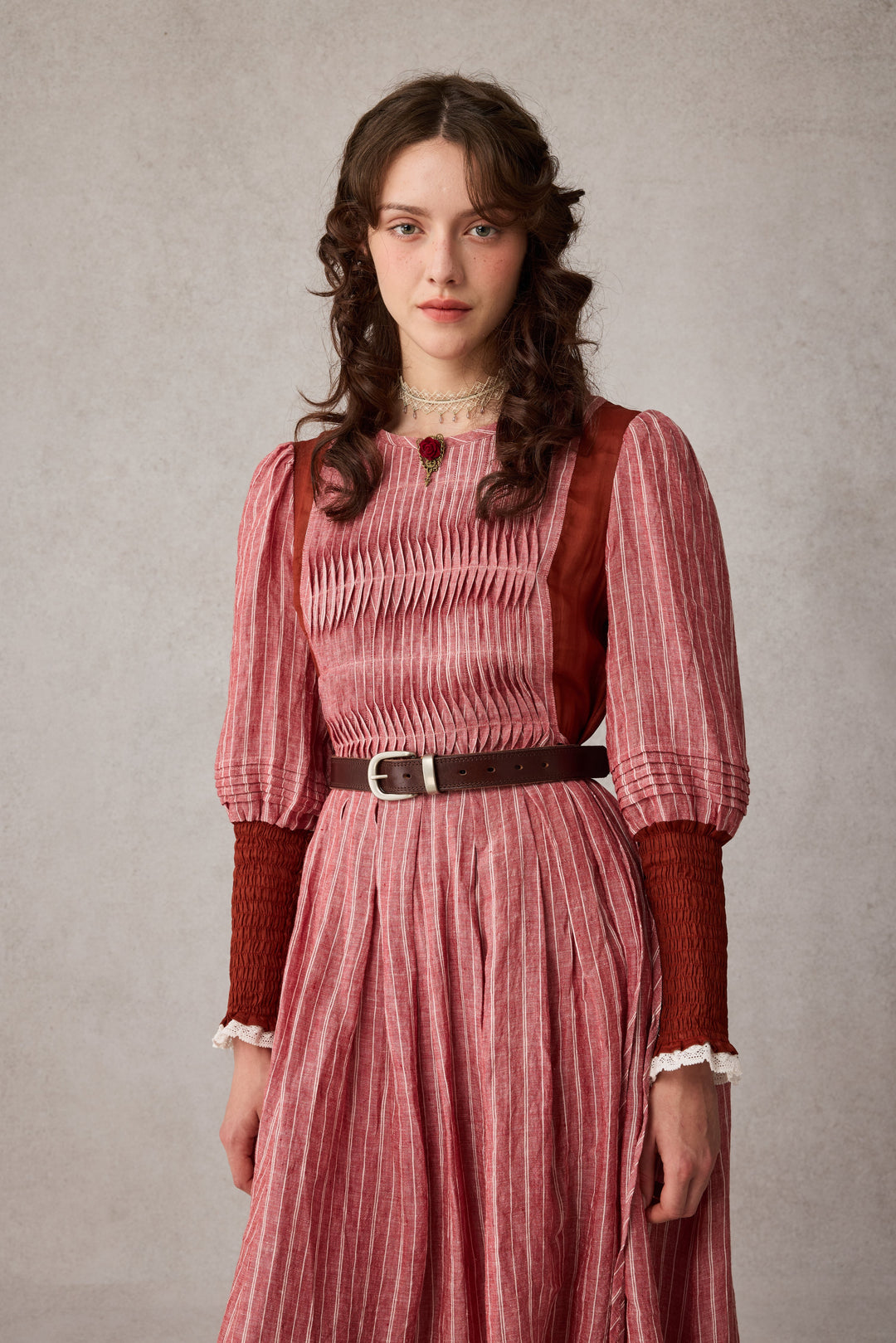 Eliana 15 | Pintucked Patchwork Linen Dress