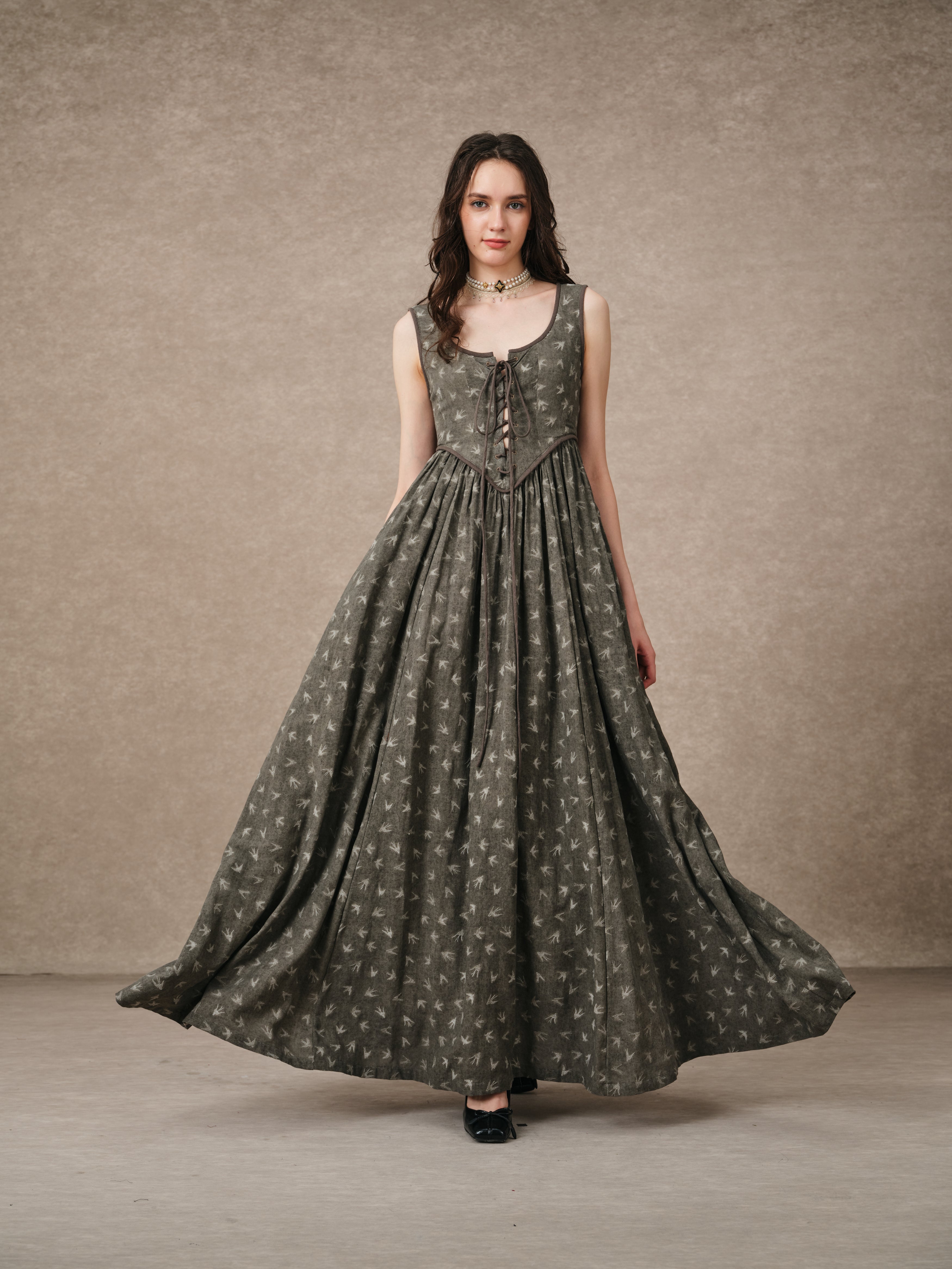 Anis 23 | Lace-up Jacquard Linen Corset Dress – Linennaive