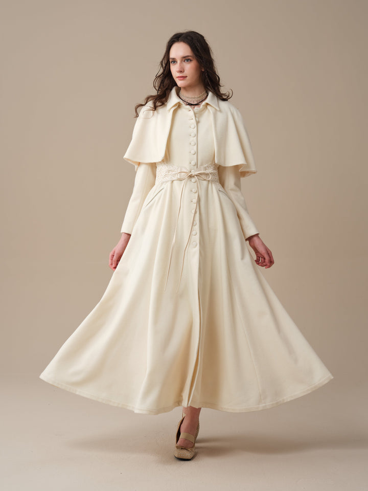 Charlotte 01 | 100% Wool Cape Trench Coat