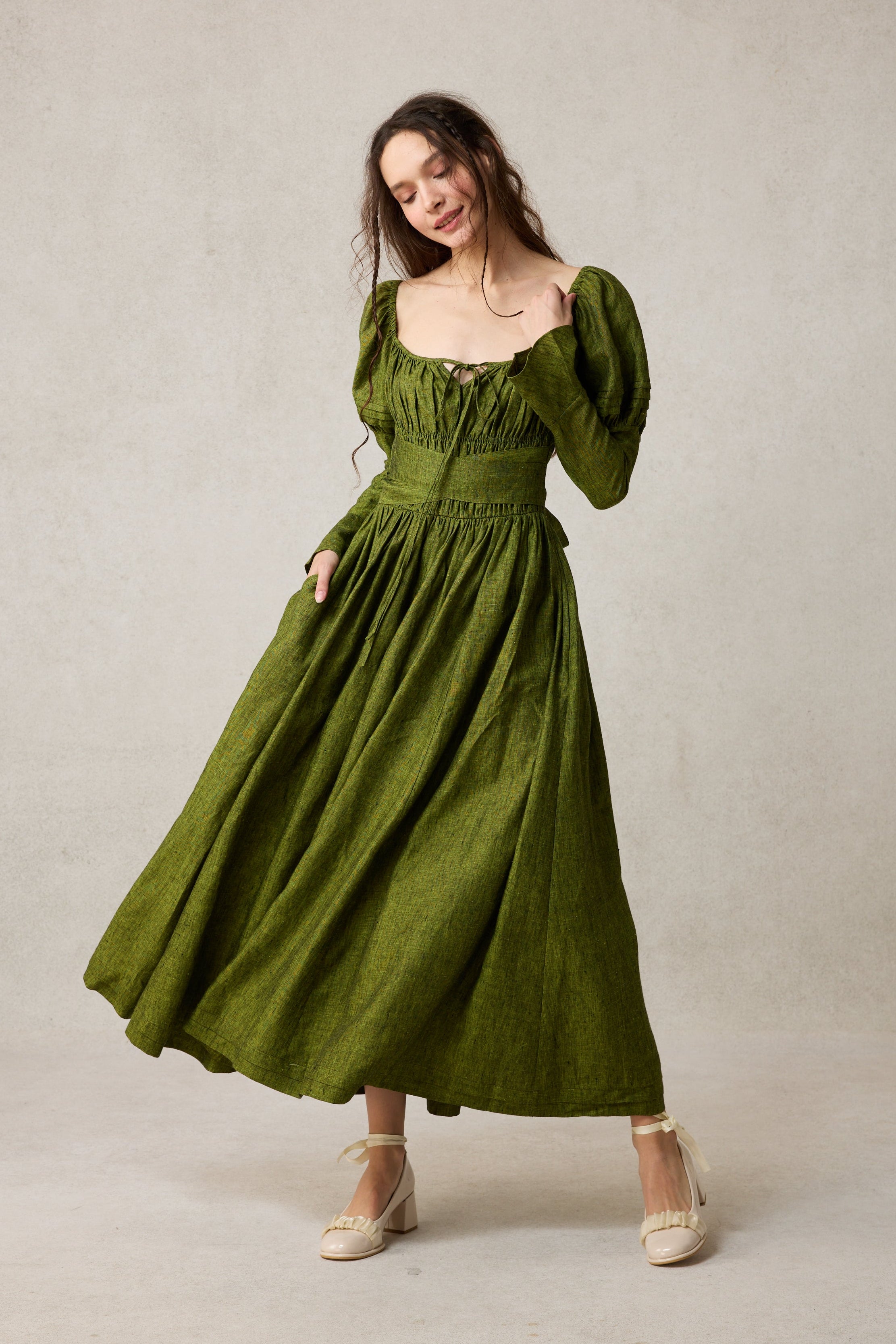 Paisley 11 | Elegant Floral Linen Dress – Linennaive