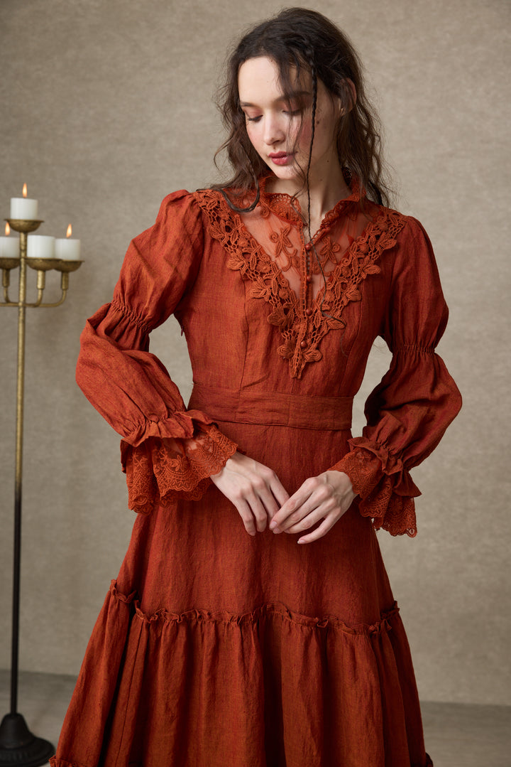 Leona 21 | Lace Maxi Linen Dress