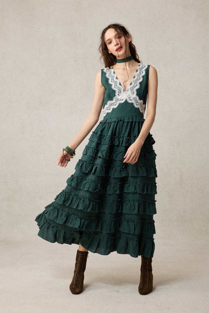 Nolita 28 |Lace & Linen Dress Gown （With Gift scarf)