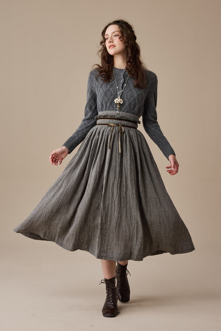 Bruna 17 |Striped Linen Skirt