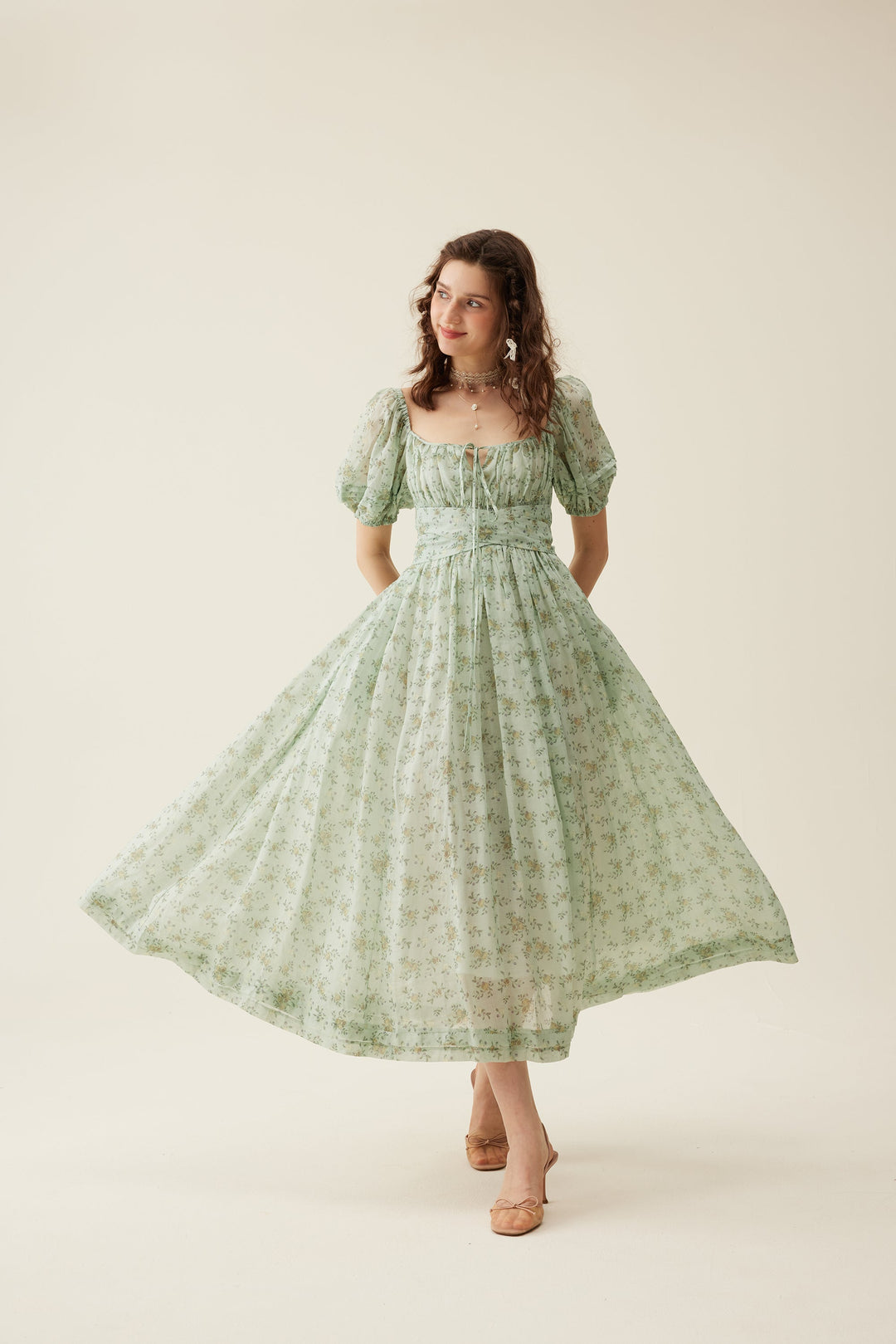 Alice 19 | Floral linen dress Rose Garden / M Alice 19 | Floral linen dress Rose Garden / M