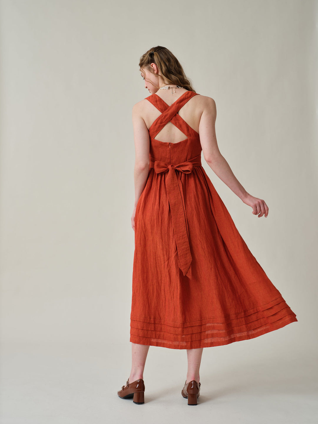 Vetiver 23 | cross back linen dress Purple / XS Vetiver 23 | cross back linen dress Purple / XS