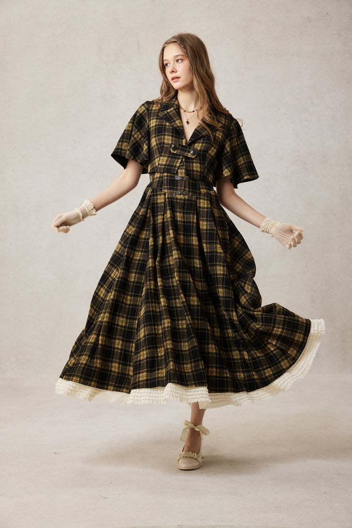 Clarise 22 |Retro Linen Skirt & Cape (2 pieces)