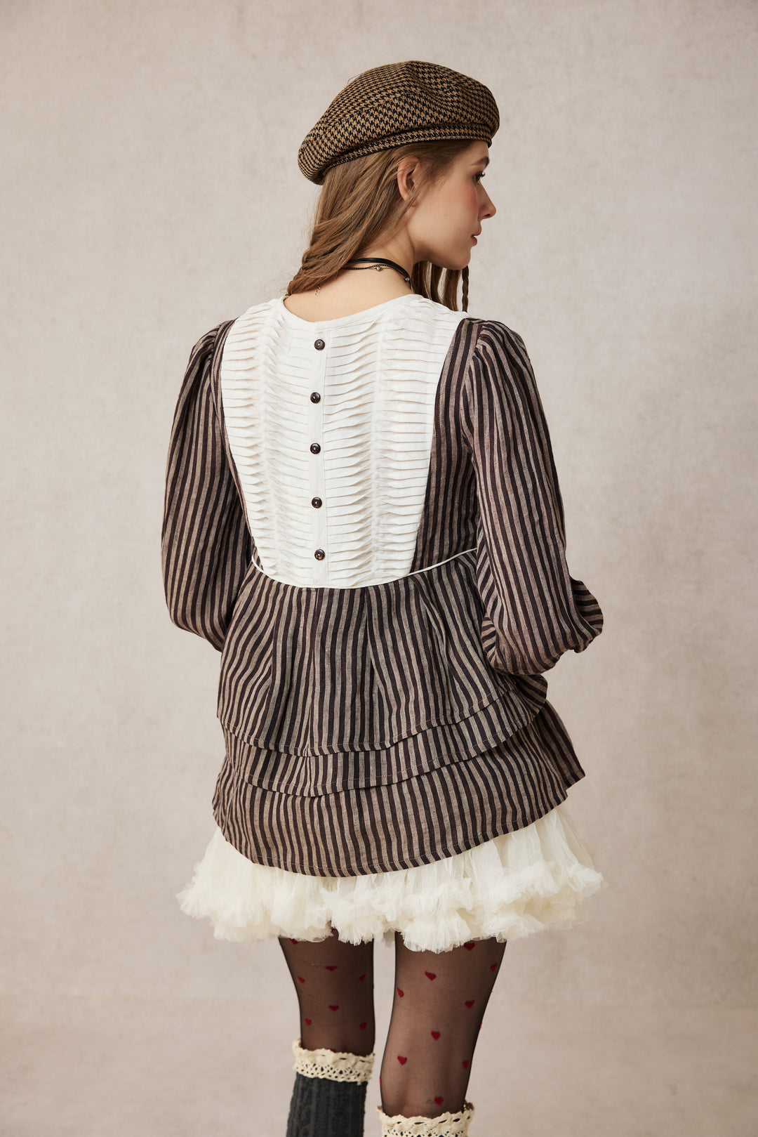 Lydia 18 | Linen Pintucked Puff Sleeve Blouse