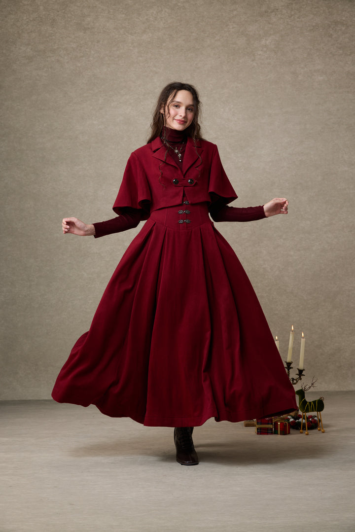 Clarise 22 |Retro Wool Skirt & Cape (2 pieces)