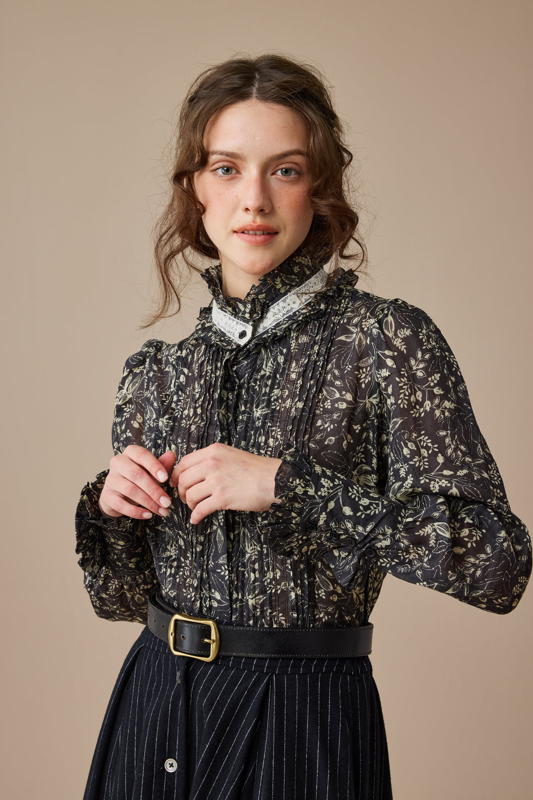 Sharon 21 |pintucked luxury linen shirt blouse