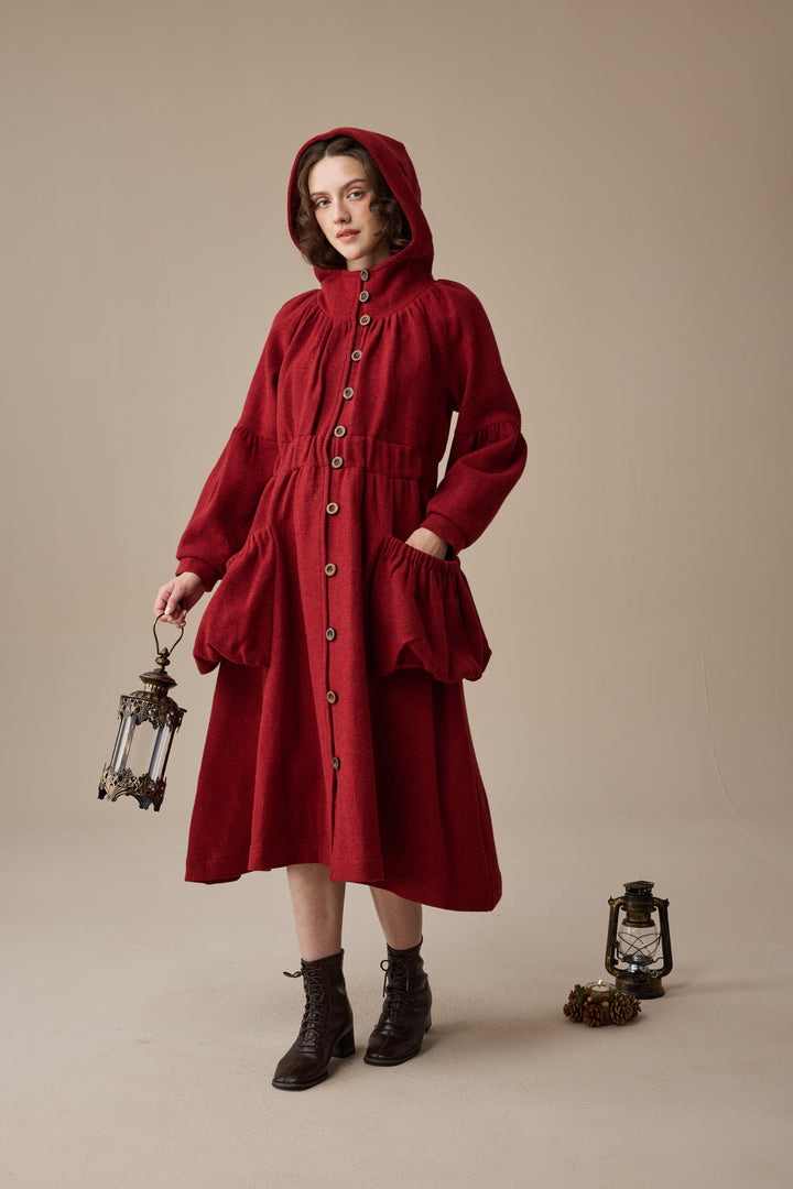 Melissa 28 |100% Wool Hooded Coat