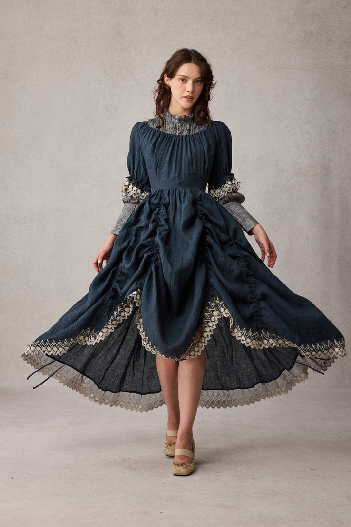 Elowen 27 | Lace Linen dress gown ( 2 way to wear )