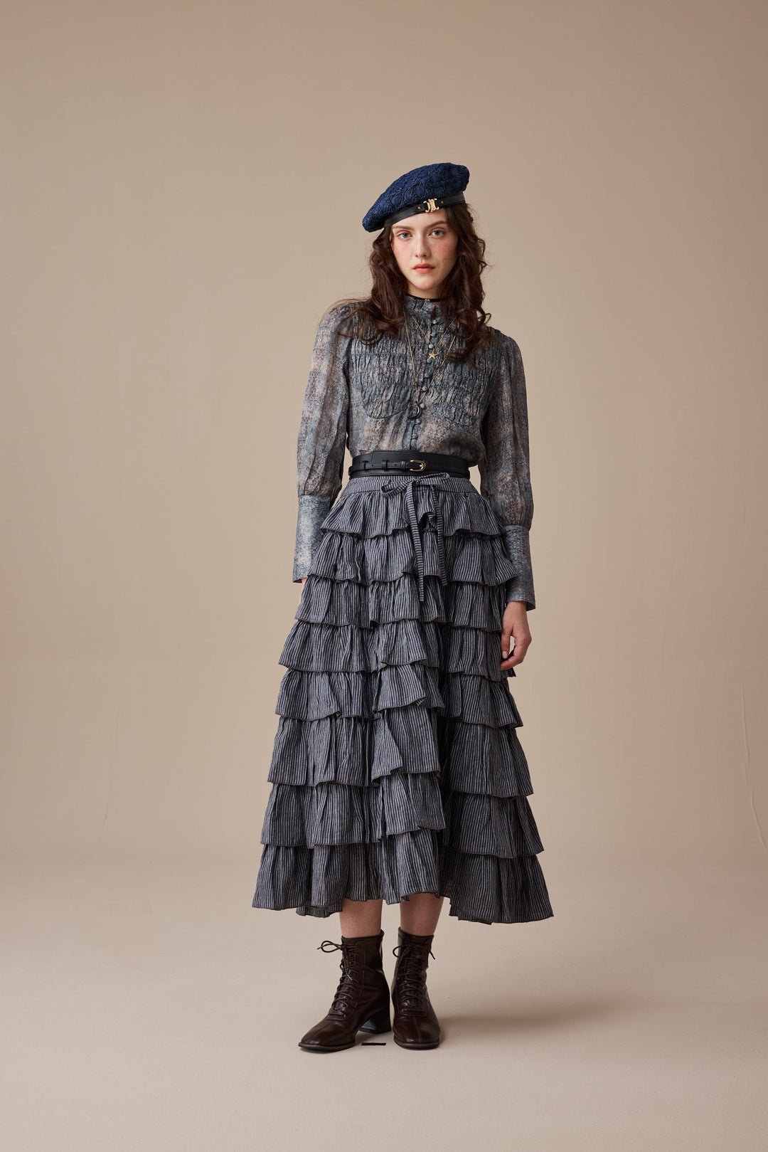 Ischia 14 | Layered petal linen skirt