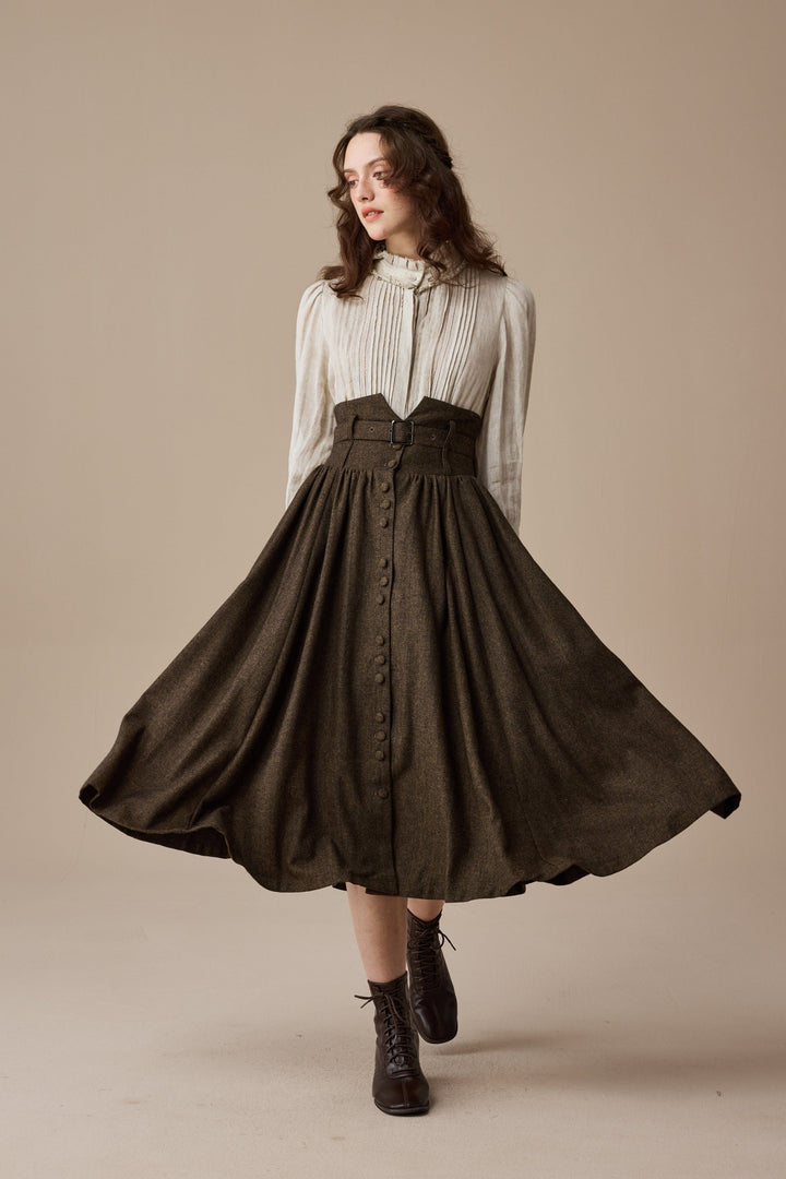Bette 28 | Retro Belted Wool Skirt