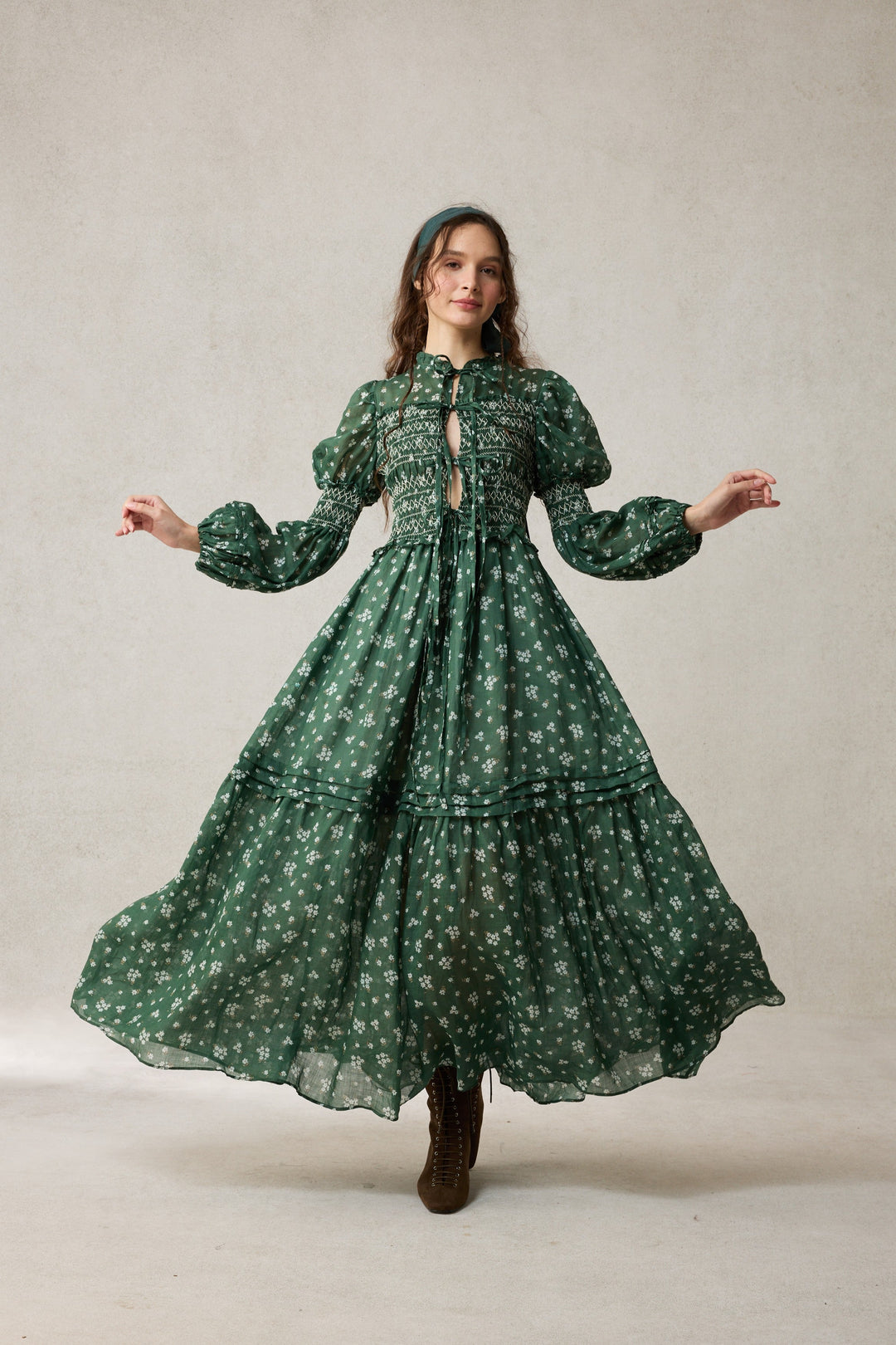 linen chemise dress Dark Green Linen Bell Sleeve Chemise French Meadows