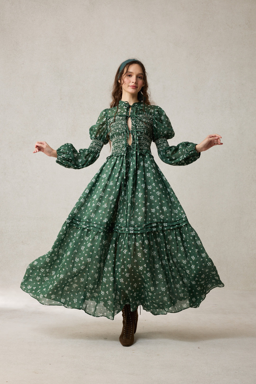 Jane 33 |Edward Smocking Linen Dress Chemise