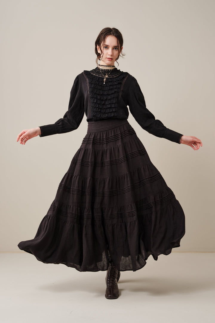 Alice 12 |  Pintuck Linen Maxi Skirt
