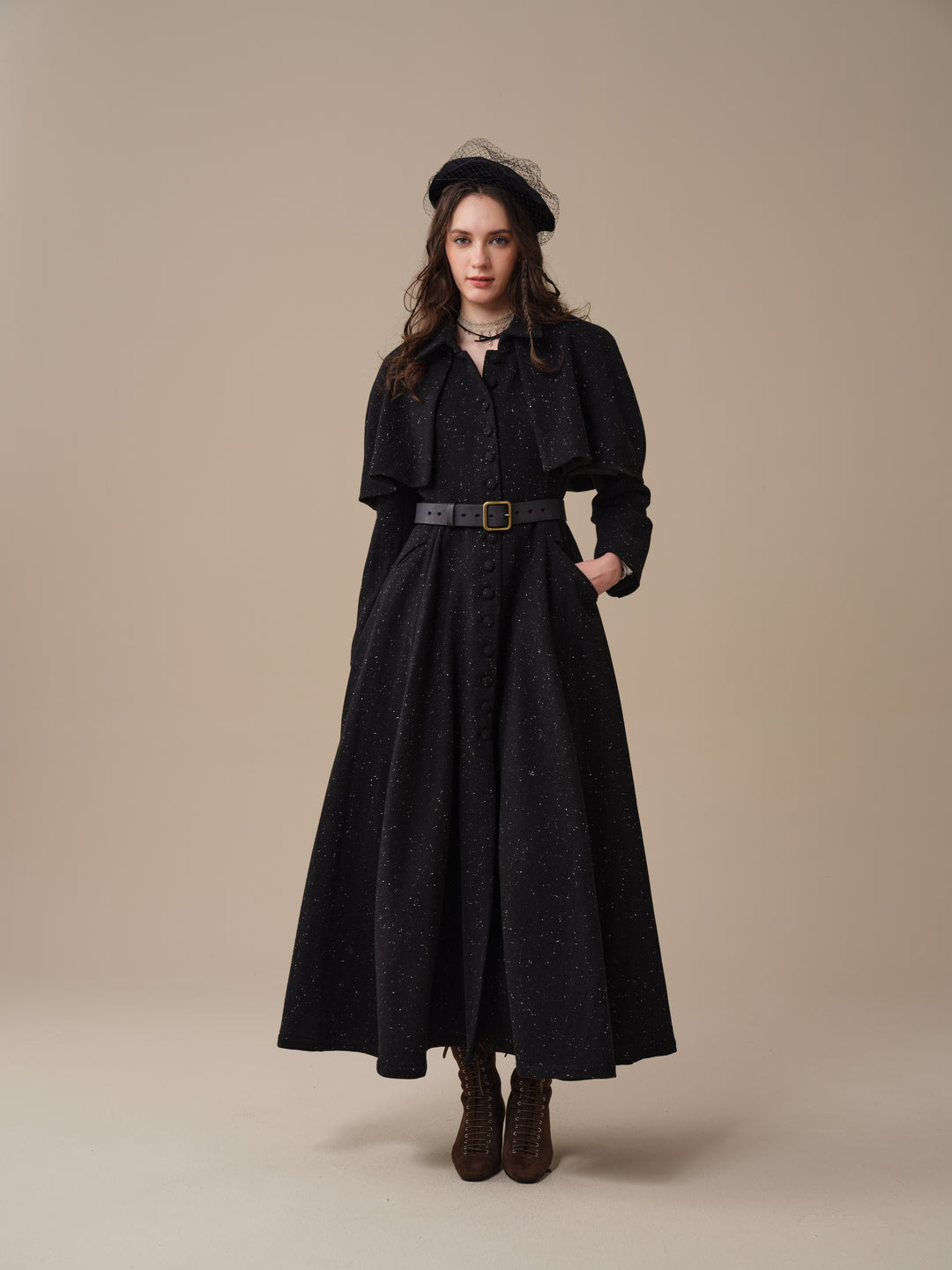 Charlotte 01 | 100% Wool Cape Trench Coat