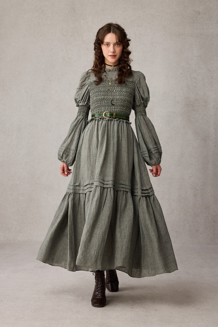 Jane 33 |Edward Smocking Linen Dress Chemise