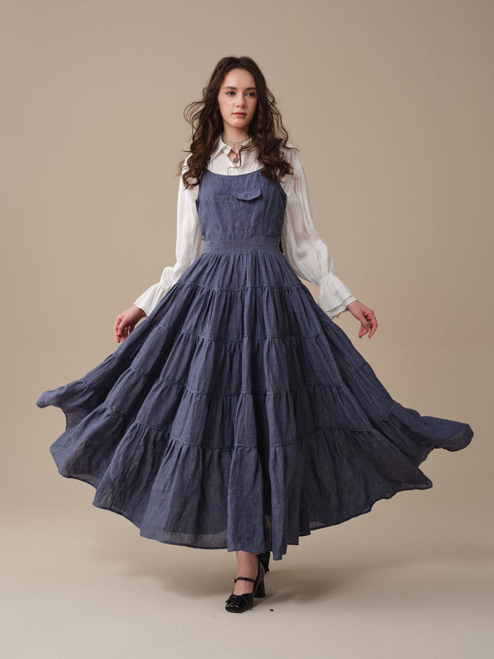 Heather 12 | Linen Apron Maxi Dress