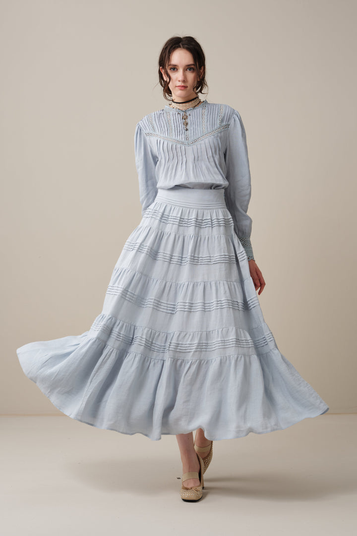 Alice 12 |  Pintuck Linen Maxi Skirt