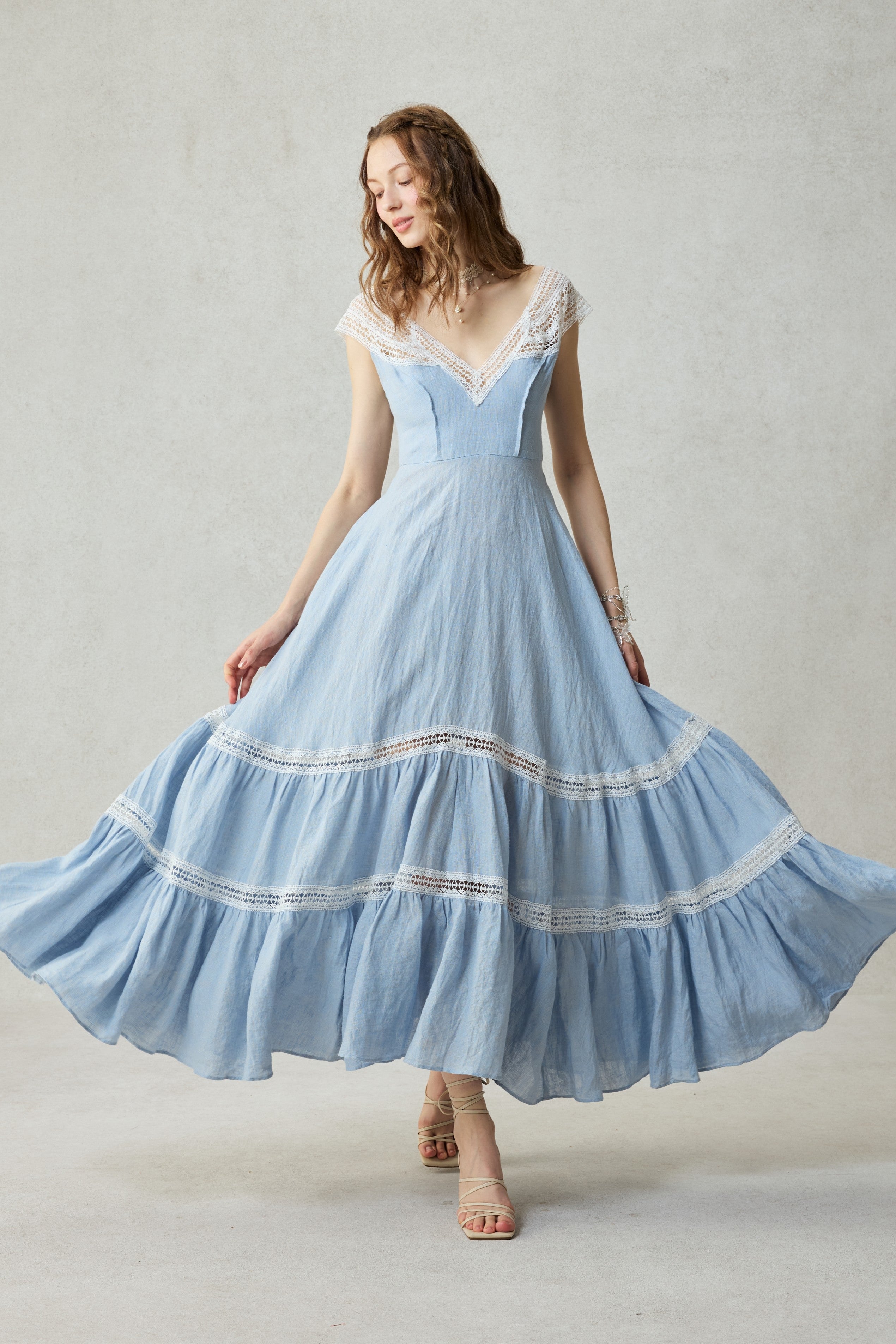 Cherry Tree 25 | Lace Linen flared dress – Linennaive