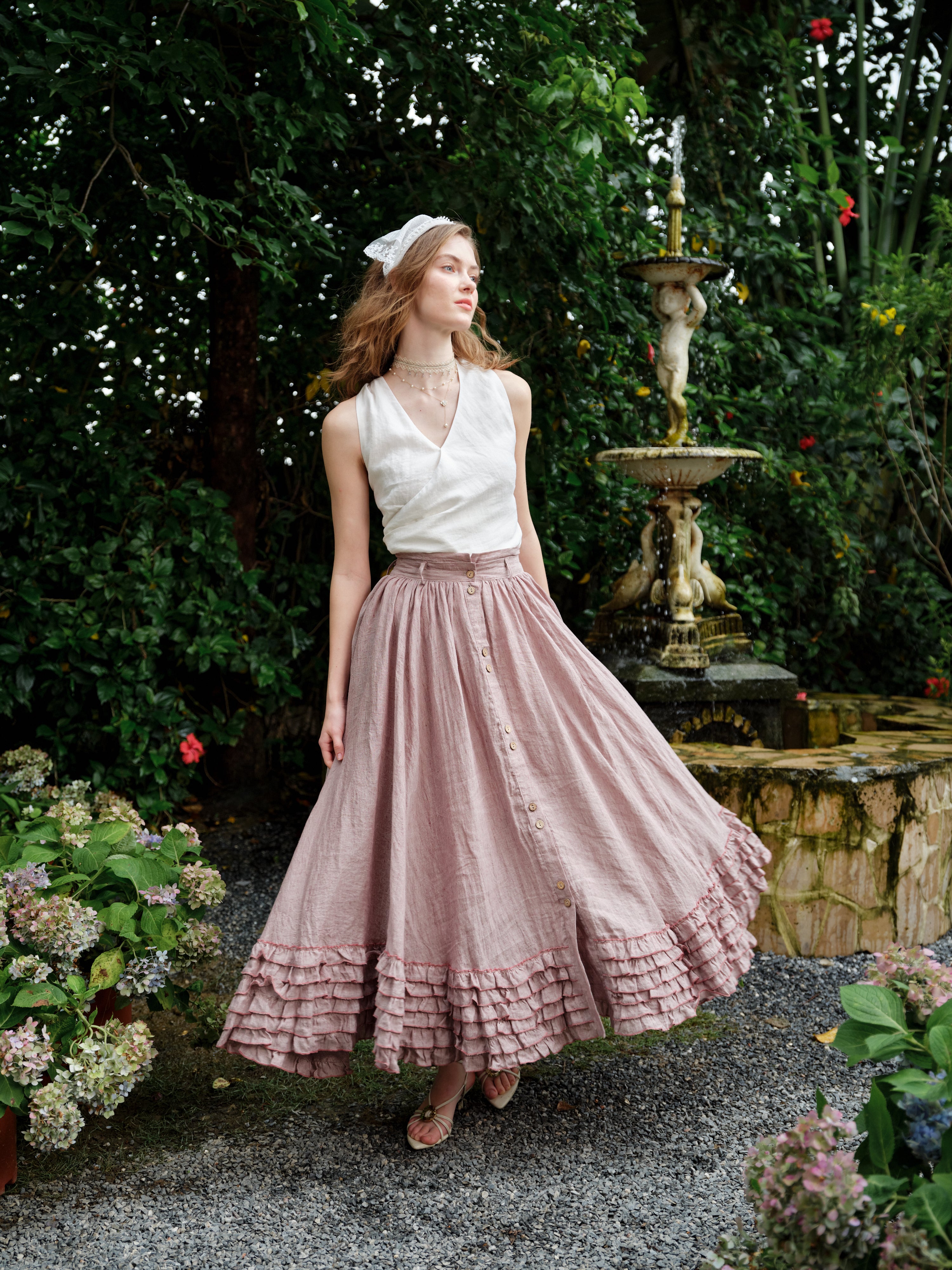 Dorothy 27 | Ruffled maxi linen skirt – Linennaive