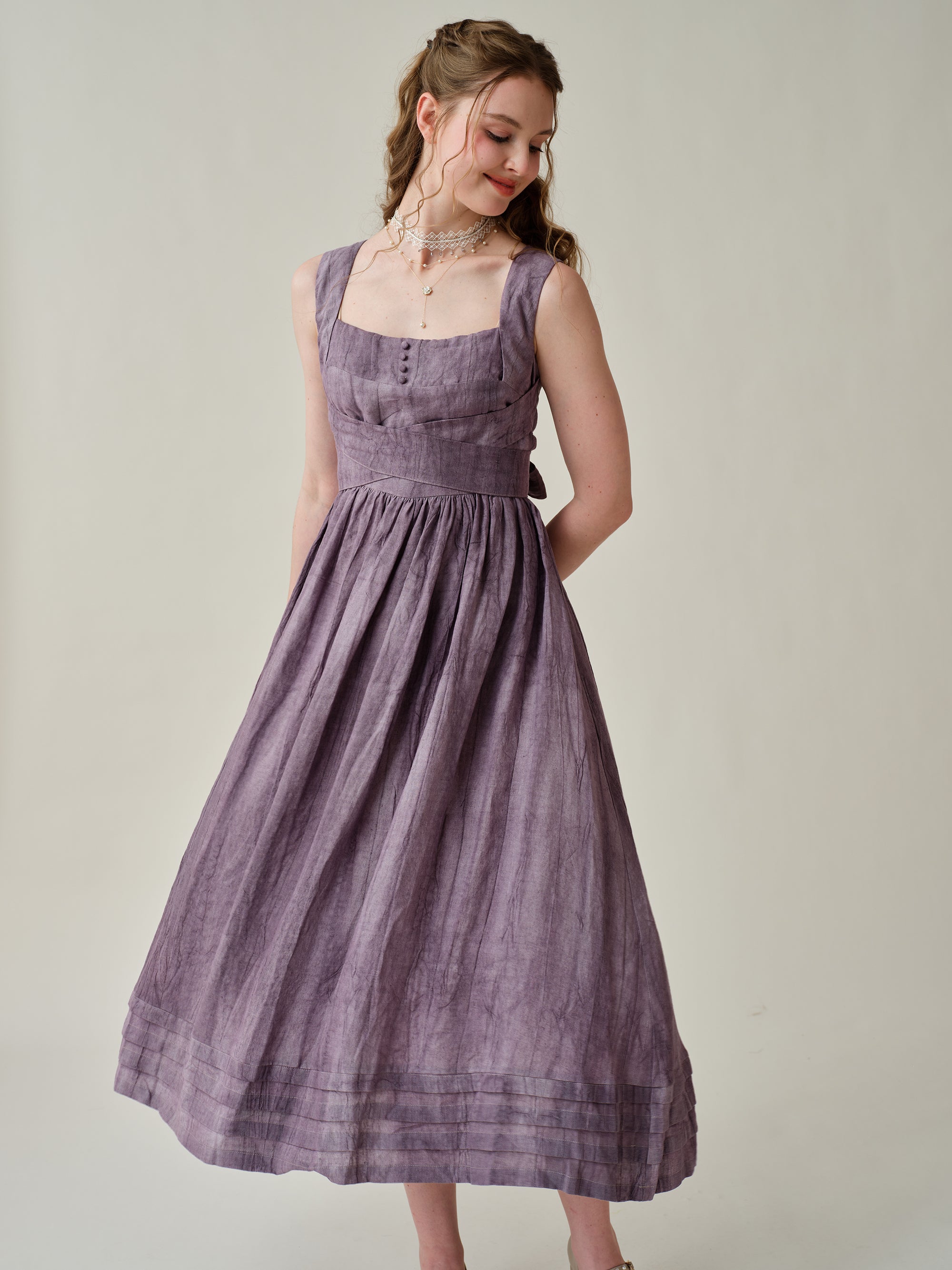 Vetiver 23 | cross back linen dress – Linennaive