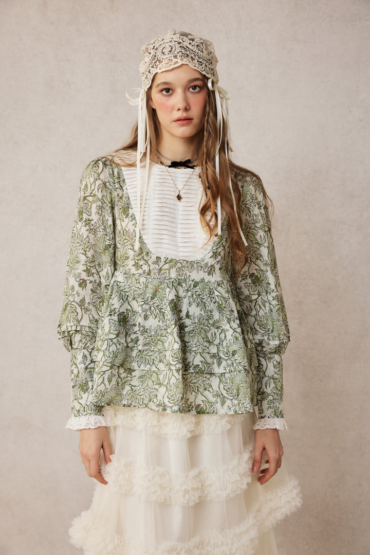 Lydia 18 | Linen Pintucked Puff Sleeve Blouse