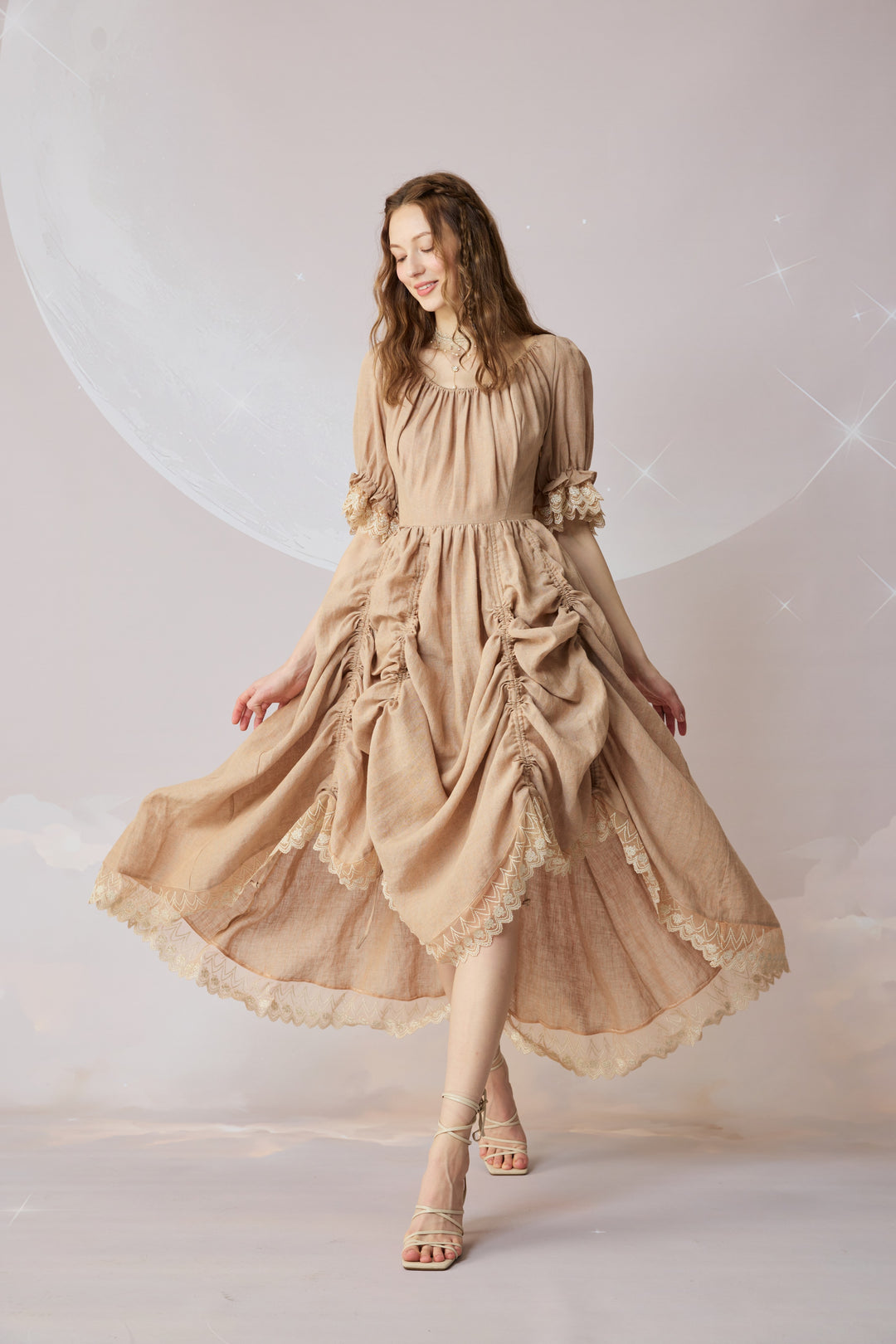 Elowen 27 | Lace Linen dress gown ( 2 way to wear )