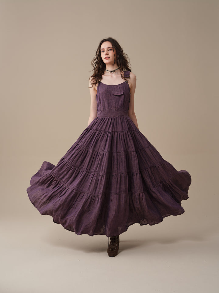 Heather 12 | Linen Apron Maxi Dress