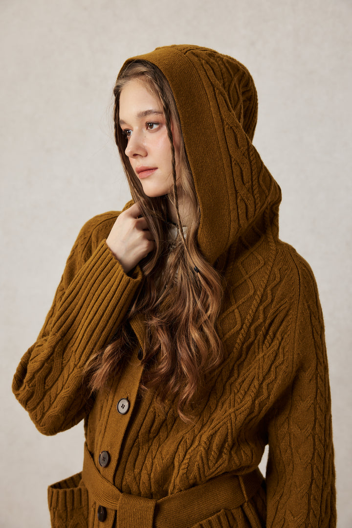 Hudson 15 | 100% wool hooded cardigan coat