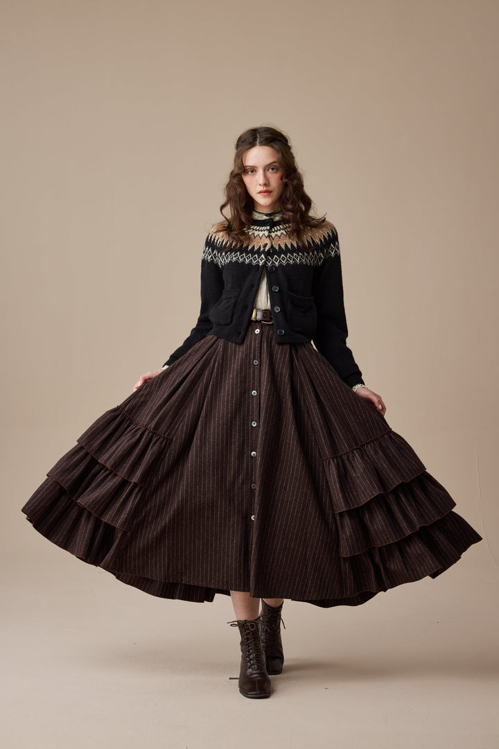 Kaite 18 |ruffled maxi wool skirt