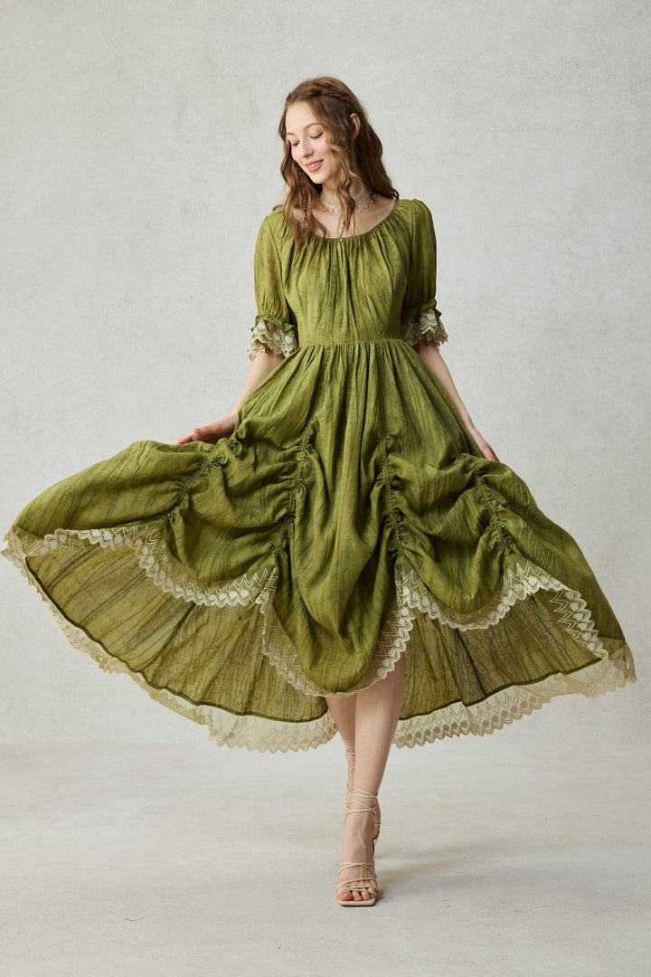 Elowen 27 | Lace Linen dress gown ( 2 way to wear )