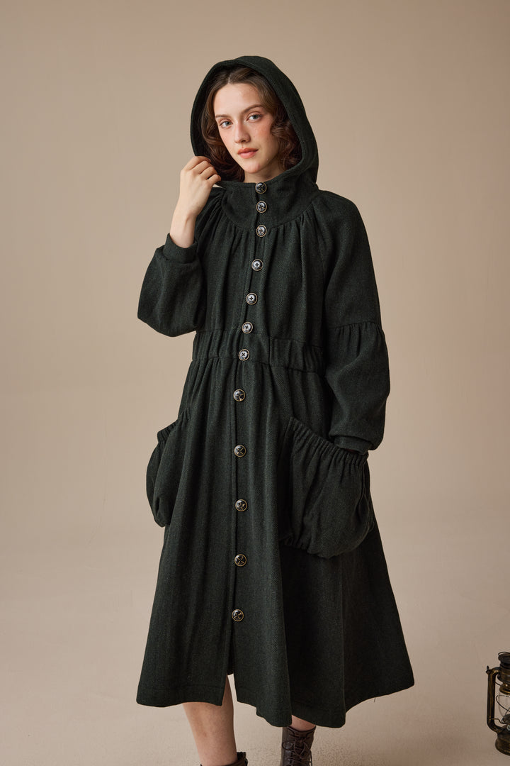 Melissa 28 |100% Wool Hooded Coat