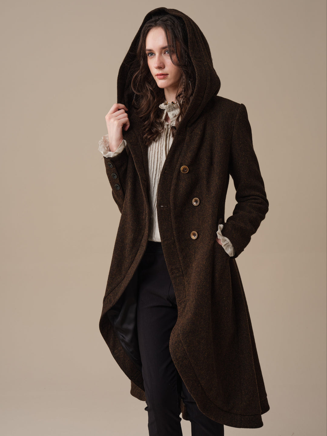 Augusta 02 | Tailored Hooded  100% Wool Coat