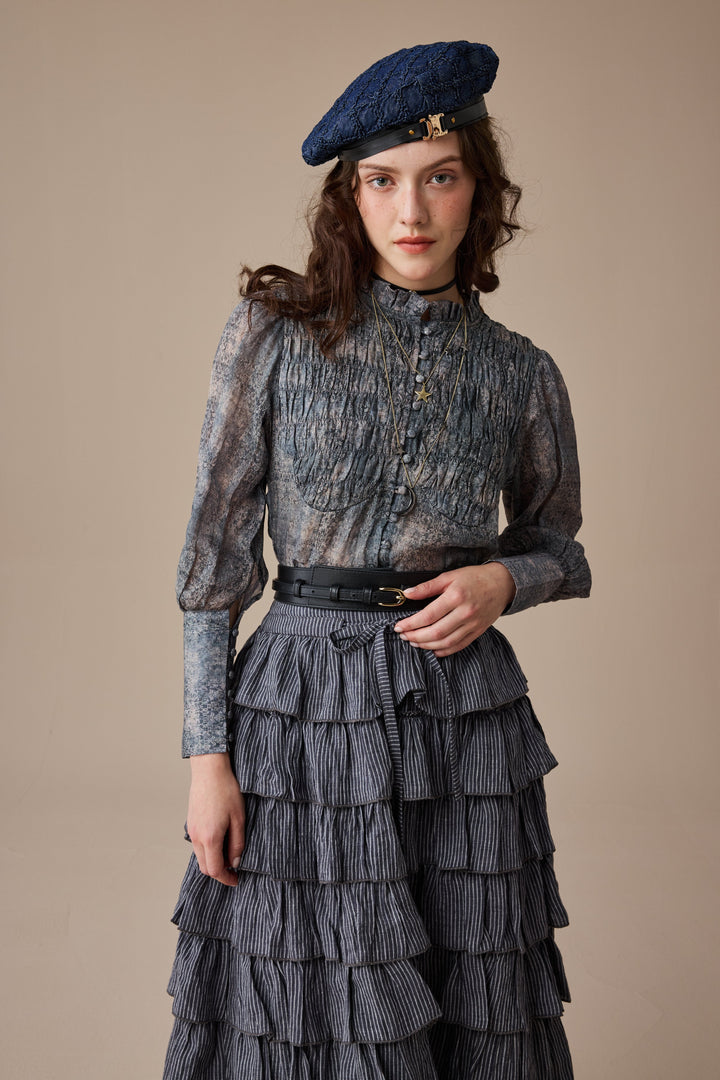 Clove 9 | smocked longsleeved linen blouse