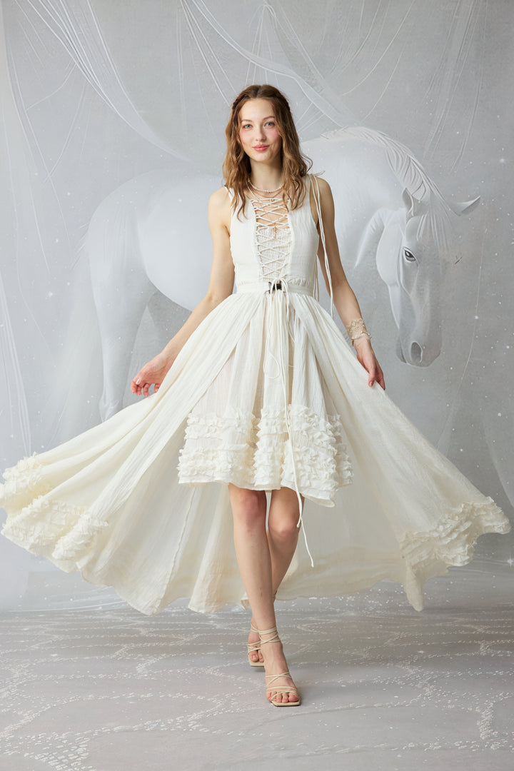 Wearable Poetry 17 | Ruffled linen dress & skirt （2 pieces)