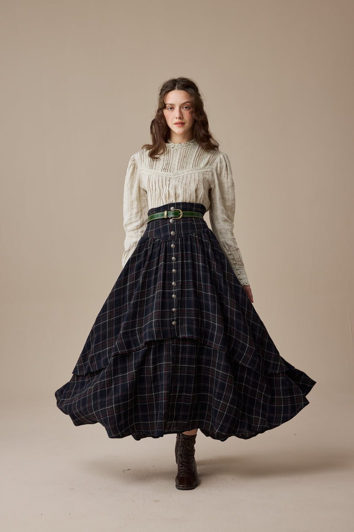 Christina 19 |Retro Layered Wool Skirt