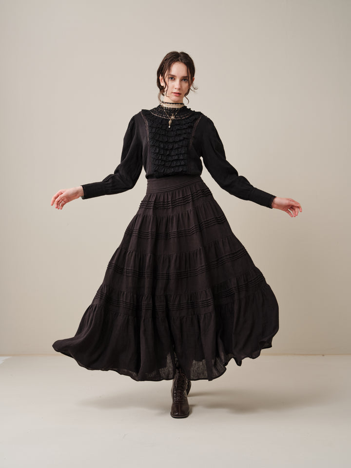Alice 12 |  Pintuck Linen Maxi Skirt