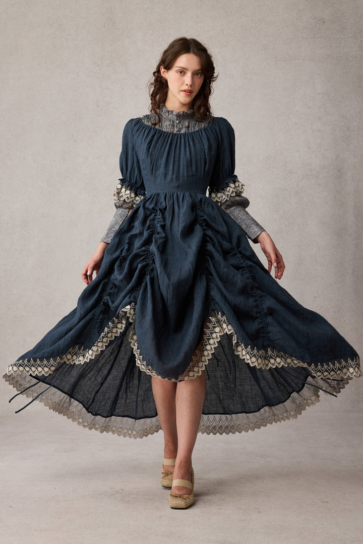 Elowen 27 | Lace Linen dress gown ( 2 way to wear )