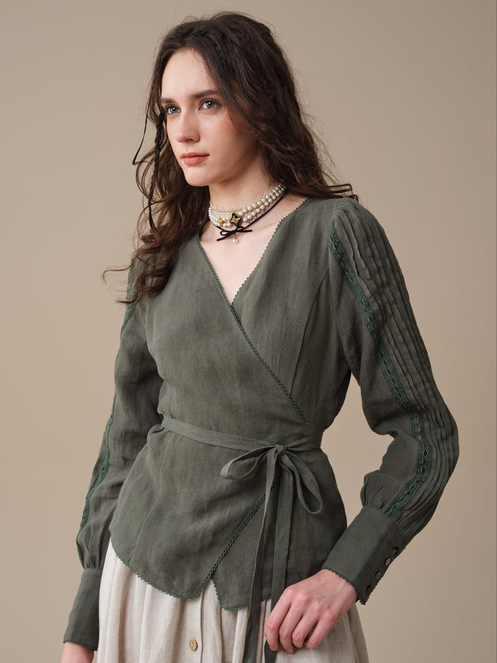 Marguerite | Soft Linen Wrap Blouse