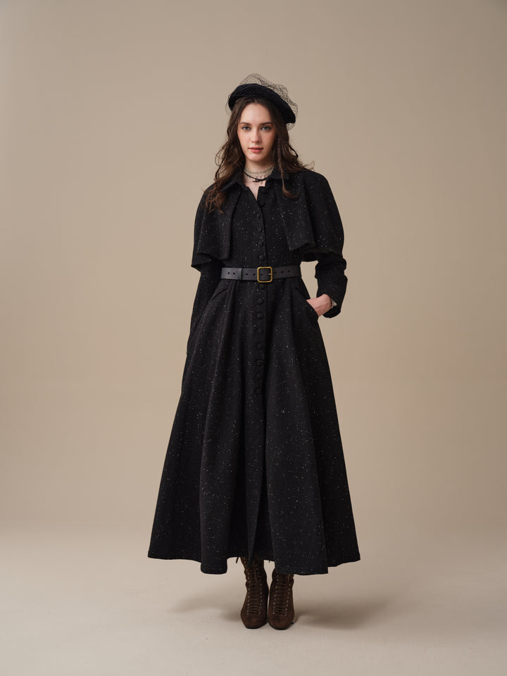 Charlotte 01 | 100% Wool Cape Trench Coat