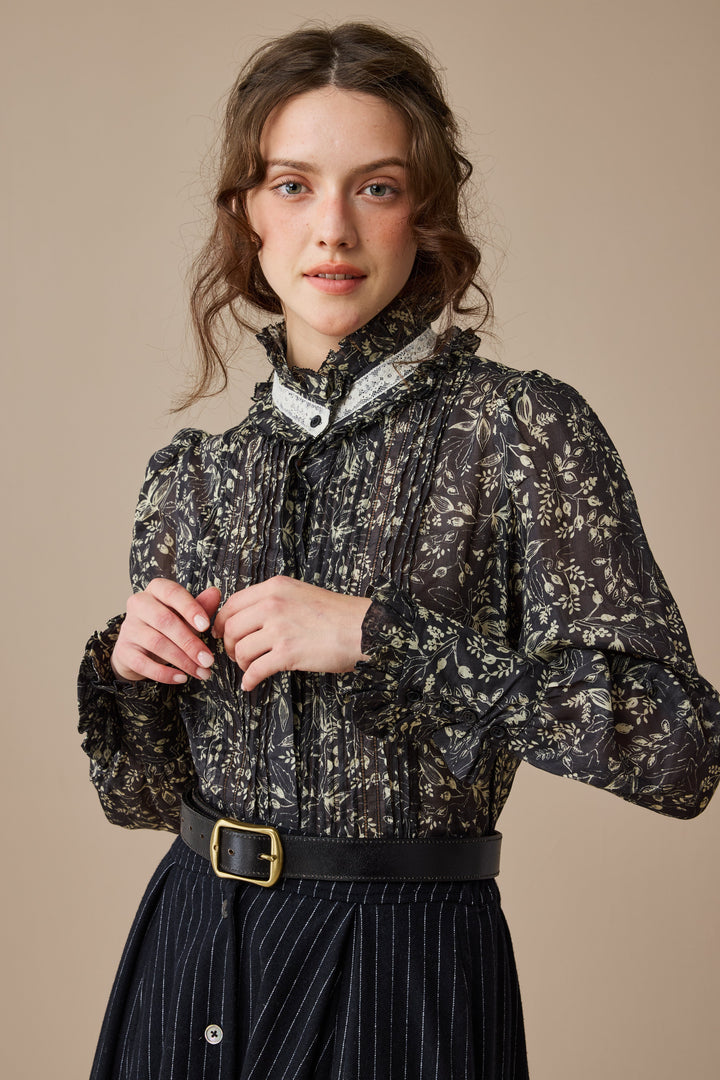 Sharon 21 |pintucked luxury linen shirt blouse