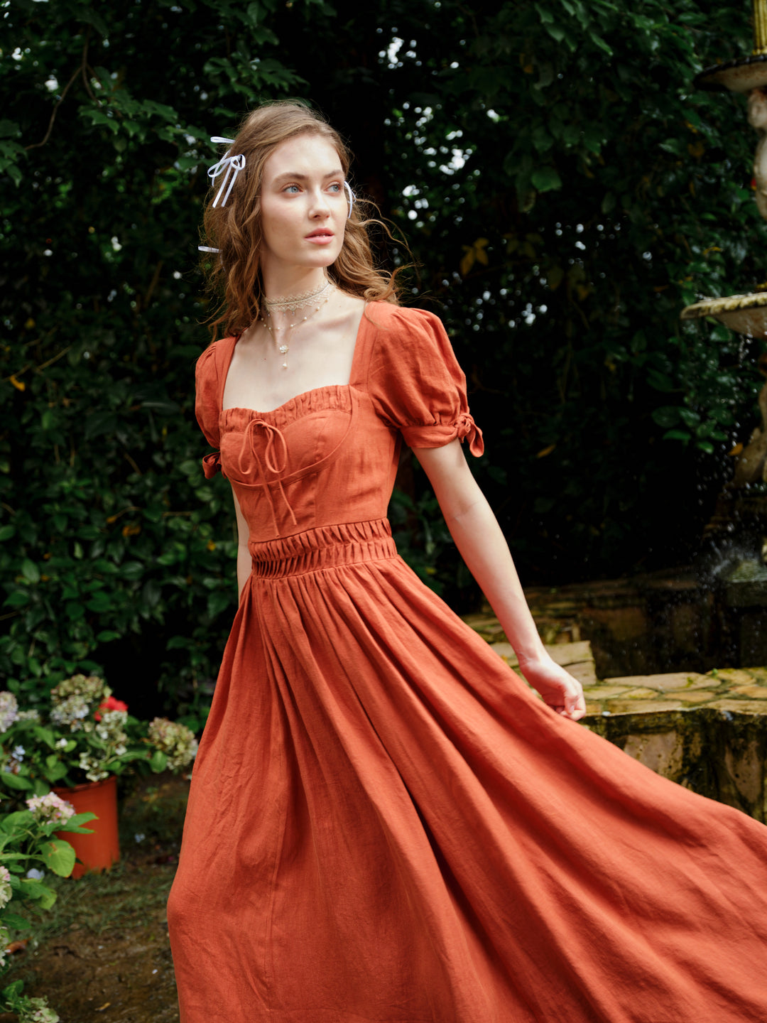 Hydrangea 27 | Corset Floral Linen Dress Hydrangea 27 | Corset Floral Linen Dress